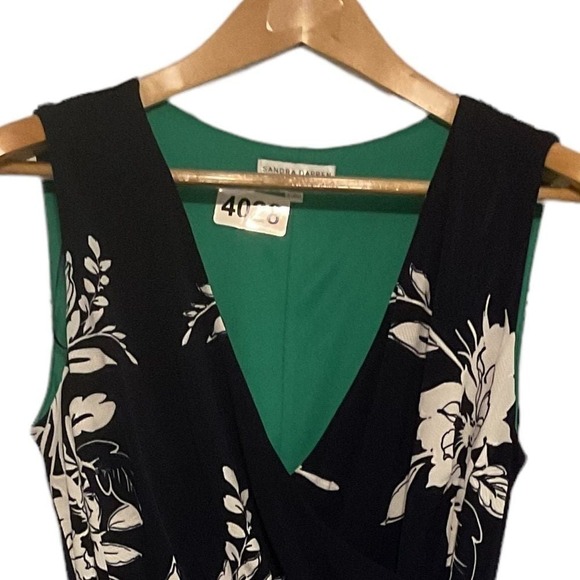 Sandra‎ Darren black white flower print dress size M Y2K - Picture 6 of 7